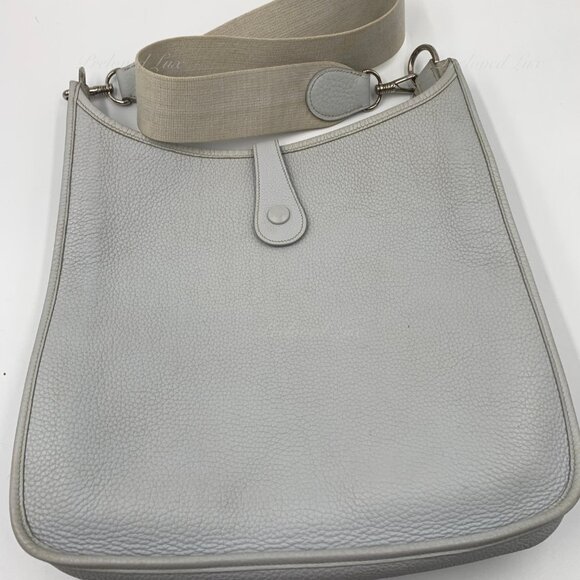 Authentic HERMES Grey Clemence Evelyne I GM Crossbody Bag - Picture 3 of 15